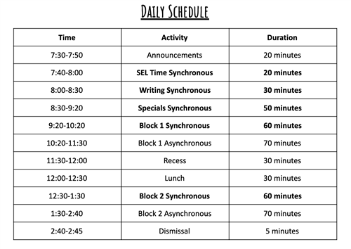 Daily Schedule 